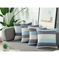 thumbnail image 3 of Pack of 2 Farmhouse Stripe Check Throw Pillow Covers Set Case Cotton Linen Decorative Pillowcases Cushion Cover for Couch Bench Sofa 16x16Inch Blue Beige, 3 of 6