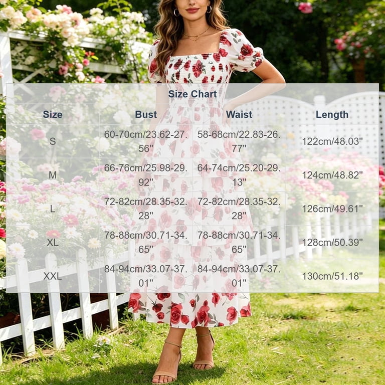 off-white flowers beach midi dress VBVC Women's Floral Square Neck Puff Sleeve Dress,Ladies Smocked Bust A-Line Tiered Swing Dress,Summer Wedding Guest Sundress For Women, White,S-2XL lined to mid CLASSIC-GOWN The Jacket Maker Women Size:6 months