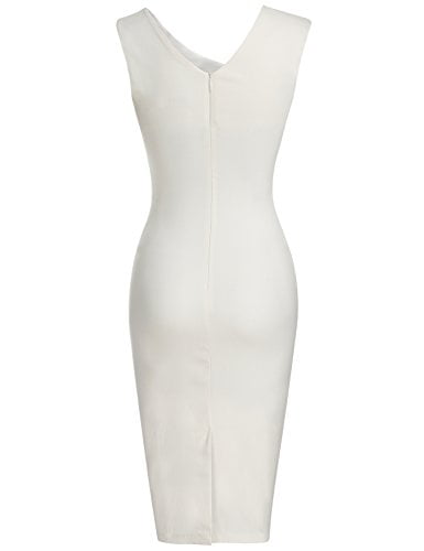 MUXXN Women's Retro 1950s Style Sleeveless Slim Business Pencil Dress (M  White) - Walmart.com
