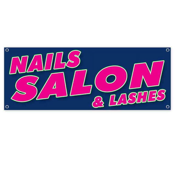 Nails And Lashes Salon 13 oz Vinyl Banner With Metal Grommets