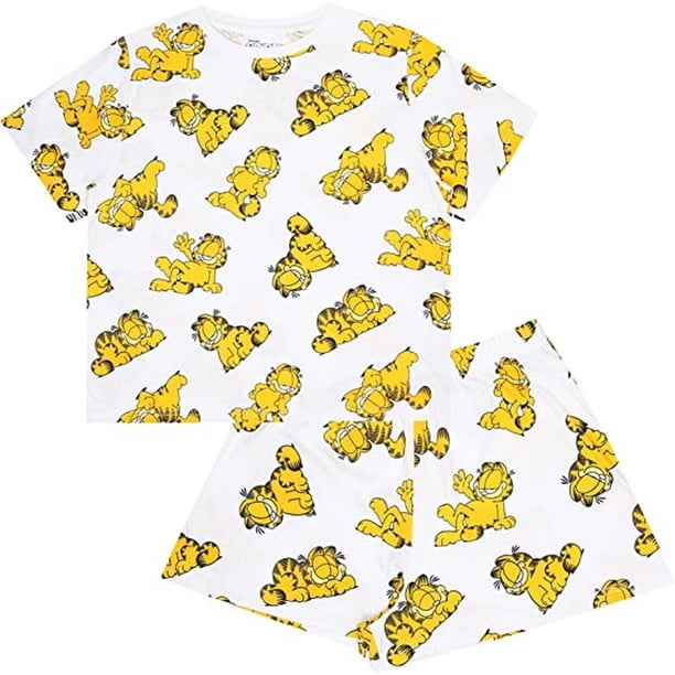 Garfield - Set de Pijama Corto Con estampado para Mujer (Blanco)