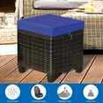 thumbnail image 4 of PINDEE 2 Pieces Outdoor Patio Ottoman, All Weather Rattan Wicker Ottoman Seat, Patio Rattan Furniture, Outdoor Footstool Footrest Seat w/Removable Cushions, Mix Brown + Navy Blue, 4 of 10