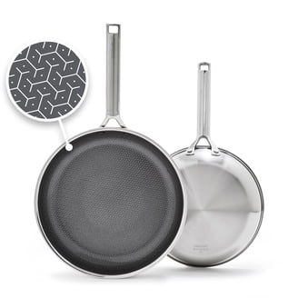 HexClad 10 inch Nonstick Hybrid Stainless Steel Frying Pan with