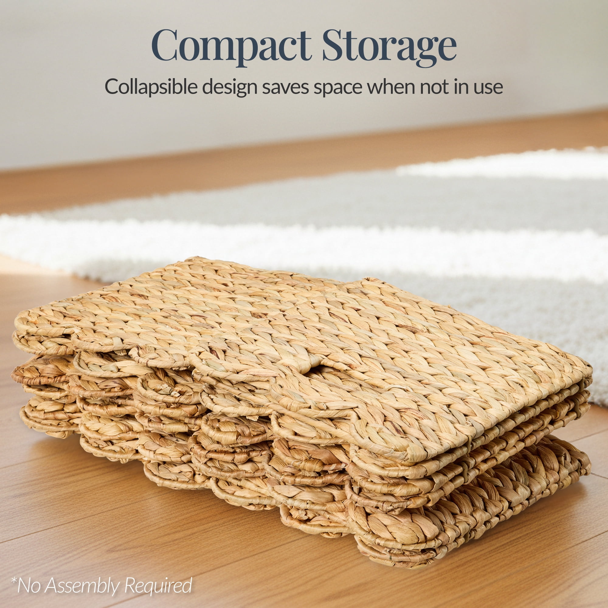 Best Choice Products Scalloped 12 x 12in Hyacinth Storage Basket Set of 5 - Natural