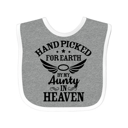 

Inktastic Handpicked for Earth by My Aunty in Heaven with Angel Wings Gift Baby Boy or Baby Girl Bib