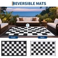 thumbnail image 3 of Memoryfield Waterproof 9' x 12' Outdoor Rug, Reversible Plastic Straw Rugs, Foldable Modern Geometric Plaid Outside Camping Carpet for Picnic, Backyard, Deck, Black & White, 3 of 8