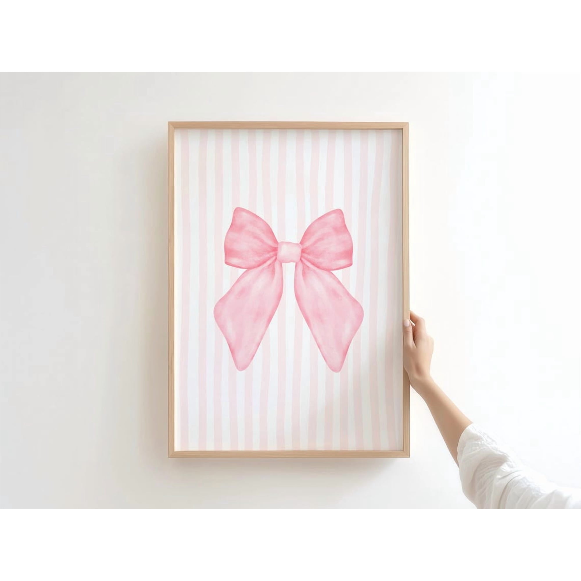 Pink Bow Print Coquette Wall Art Preppy Grandmillennial Decor Girly Dorm Unframed Paper Print