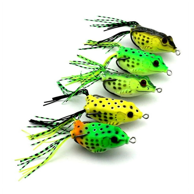 5pcs Soft Plastic Fishing Lures Frog Lure with Hook Top Water 6.5cm 13g Artificial Fish Tackle