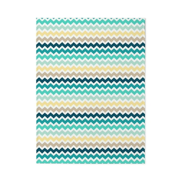 CafePress - Teal Yellow Chevron Pattern - Large Plush Fleece Throw Blanket, 80" L x 60" W