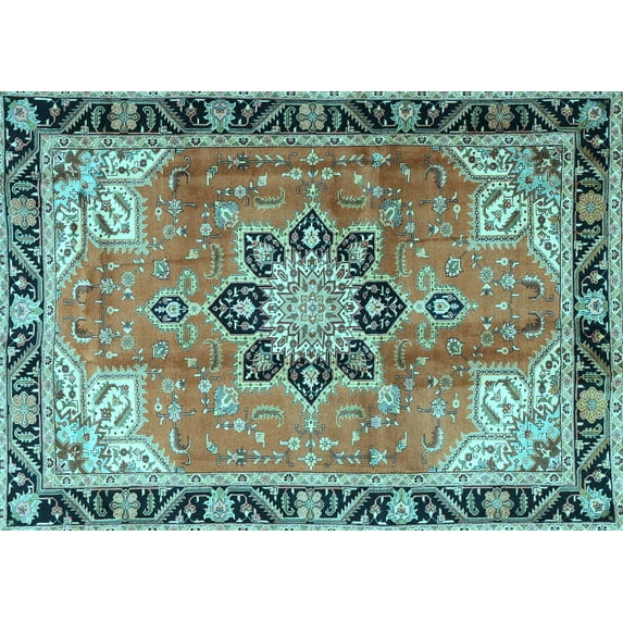 Ahgly Company Indoor Rectangle Persian Light Blue Traditional Area Rugs, 7' x 9'