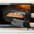 thumbnail image 4 of Silicone Oven Mitts, Heat Resistant Cooking Gloves, Thick Cotton Lining, Flexible Gripping for Baking, Kitchen Mitts Set of 2 Black 12.8x7.5inch, 4 of 6