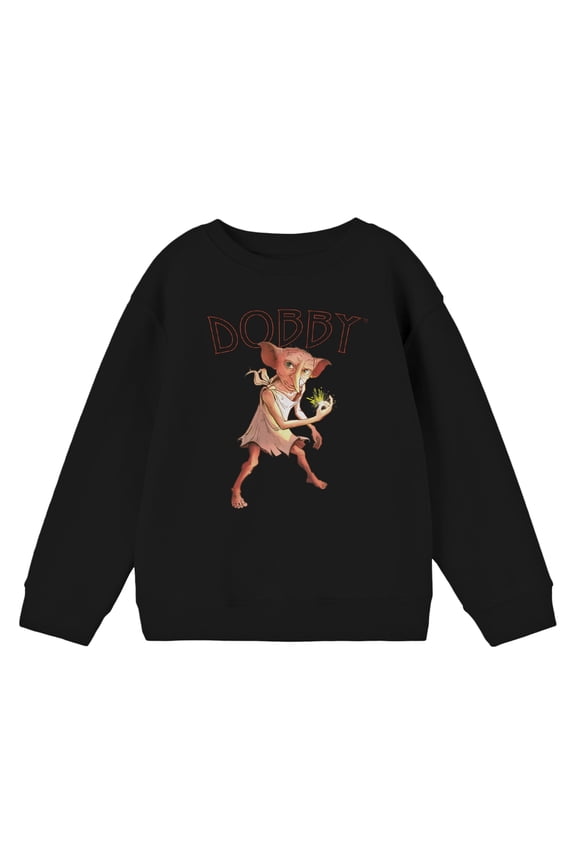 Harry Potter Dobby Snap Boy's black Long Sleeve Shirt-XL