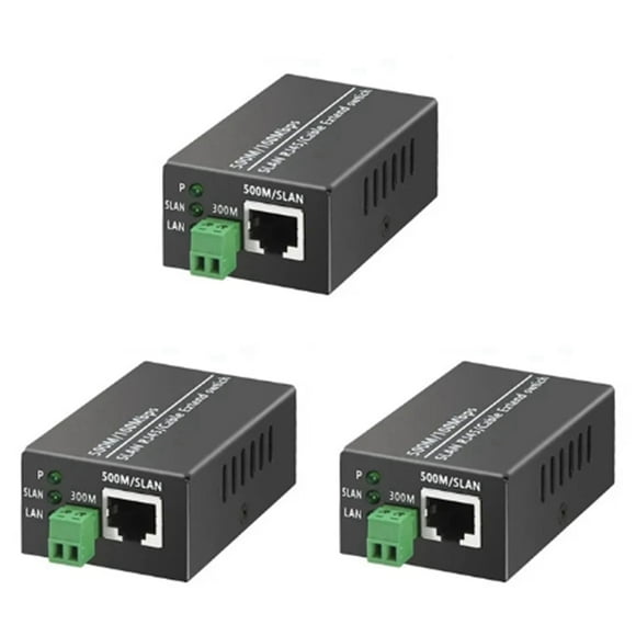 3Pcs Ethernet IP Extender over Coax HD Network Kit EoC Coaxial Cable Transmission Extender for Security CCTV Cameras(A)