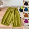 thumbnail image 5 of Beollynier Boys Girls Lightweight Solid Color Cotton Casual Jogger Pants - Spring Summer Capri Length Trousers with Elastic Waist and Anti-Mosquito for 2-14 Y, 5 of 5