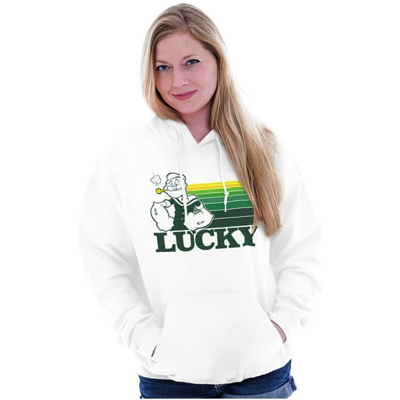 Popeye The Sailor Man Lucky St Paddys Hoodie Sweatshirt Women Men Brisco Brands M