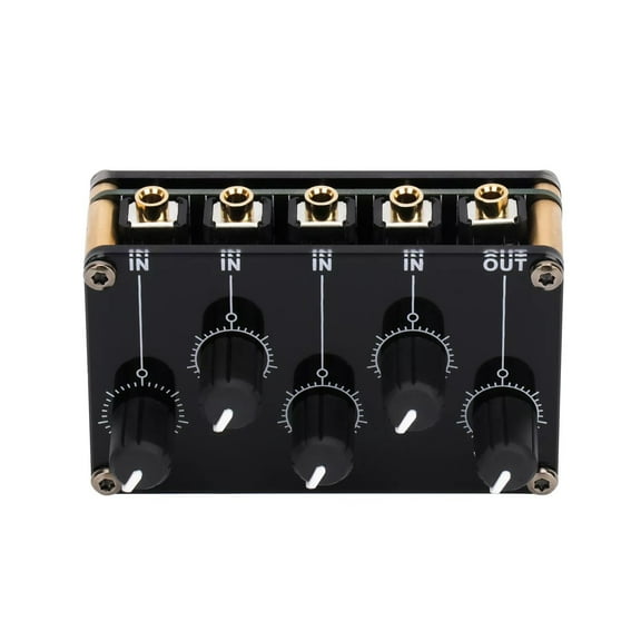 TAPDRA 3.5mm Stereo Audio Line Mixer 4 Channel Passive with Volume Control Portable Compact Low Noise Recording