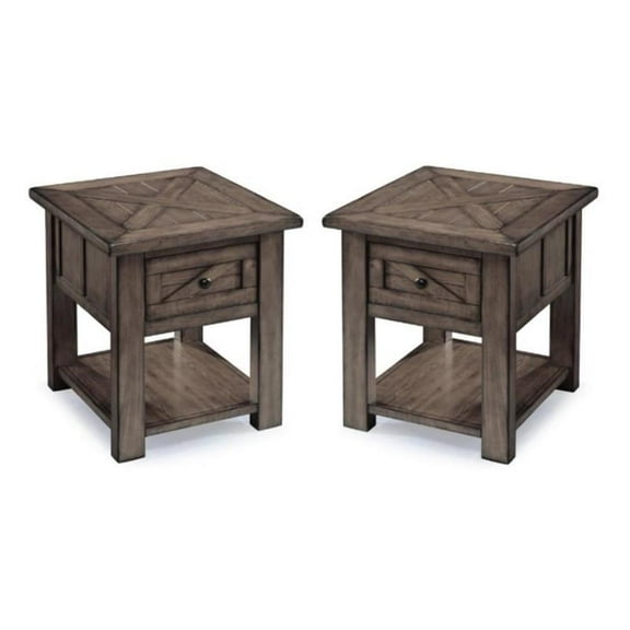 Home Square End Table in Weathered Charcoal Finish - Set of 2
