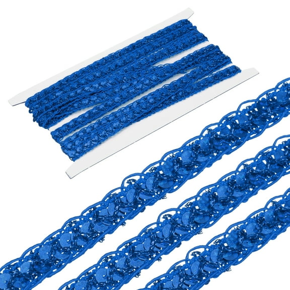 Uxcell 5 Yards Sequins Beaded Lace Trim 0.4 inch Braid Trim Strip for Crafts, Embellishments, Costume, Sapphire Blue