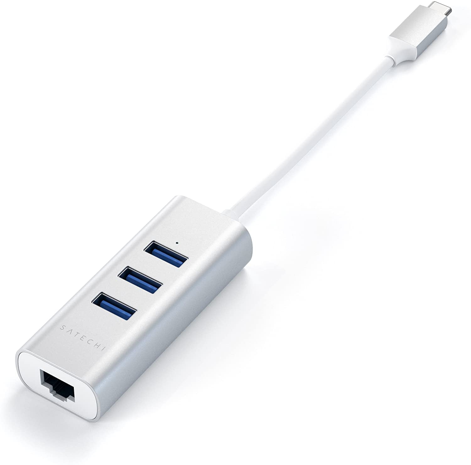 Compatible with 2020/2018 MacBook Air 2019/2018/2017 MacBook Pro 2020/2018 iPad Pro Silver Satechi Type-C 2-in-1 USB 3.0 Aluminum 3 Port Hub with Ethernet 