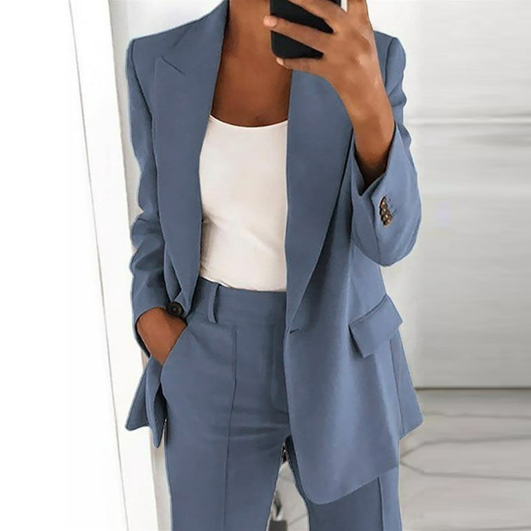 Pant Suit Women's Two Piece Lapels Suit Set Office Business Long