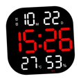 thumbnail image 1 of maskred Digital Wall Clock Temp Date Week Adjustable Display Large Screen Brightness Red 28 x 28 x 3cm, 1 of 6