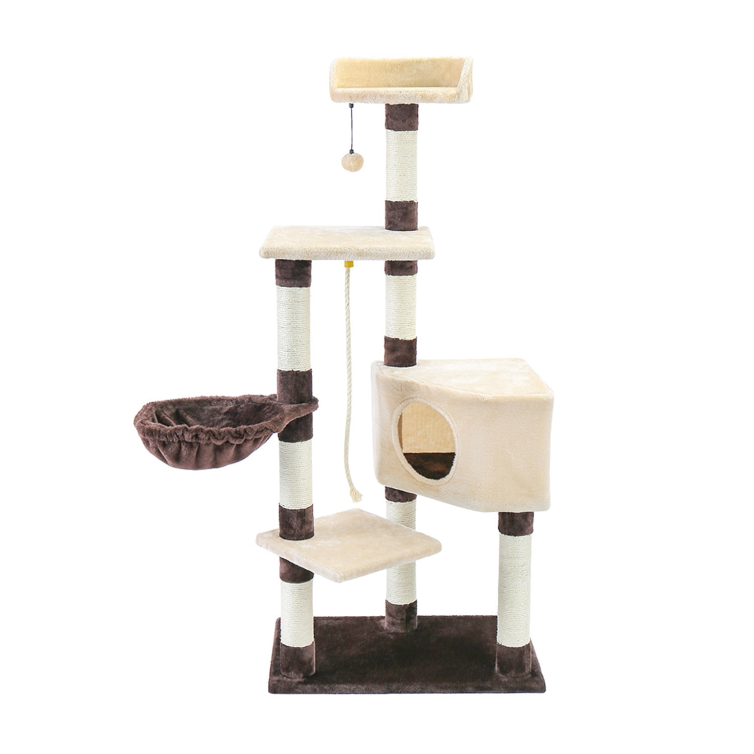 Pefilos 54.3" Cat Tree for Adult Cats Tall, Cat Condo with Scratching Post 3 Elevated Platforms, Cat Tree Tower for Indoor Cats Dangling Cat Toy, Cat Playground, Beige Pefilos 54.3" Cat Tree for Adult Cats Tall, Cat Condo with Scratching Post 3 Elevated Platforms, Cat Tree Tower for Indoor Cats Dangling Cat Toy, Cat Playground, Beige