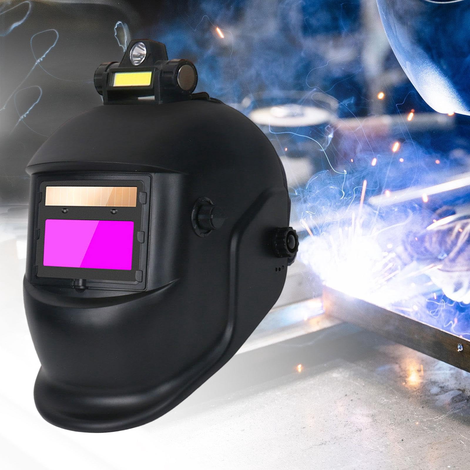 Solar Powered Auto Darkening Welding Helmet - 0.01ms Response Time, Adjustable Headband, Lightweight UV/IR Protection for Arc Welding, DIY & Professional Use