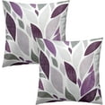 thumbnail image 2 of Purple and Gray Leaf Throw Pillow Cover 16x16 Inch Pack of 2 Spring Leaf Geometry Cushion Pillow Case Square Cotton Purple Eucalyptus Pillowcase for Summer Party Bed Sofa Home Car Bedroom Outdoor, 2 of 6