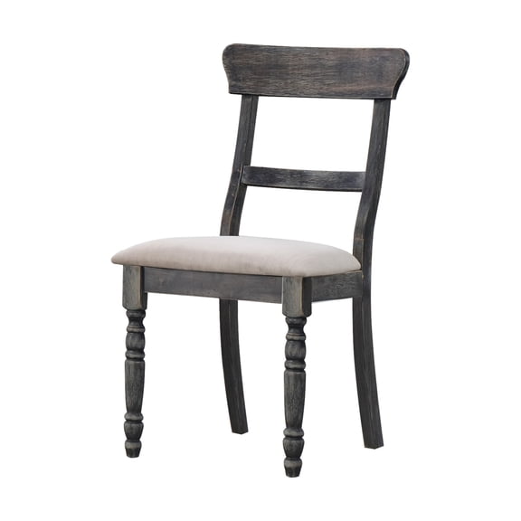 Leventis Light Brown Linen Weathered Gray Finish Side Chairs (Set of 2)