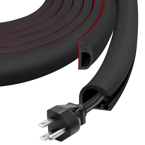 Wall Cord Hider, Flexible Self-Adhesive Wire Cover, Side-Open Cable Raceway for Cords on Wall, Cord Concealer for Mounted TV, Home Theater & Office