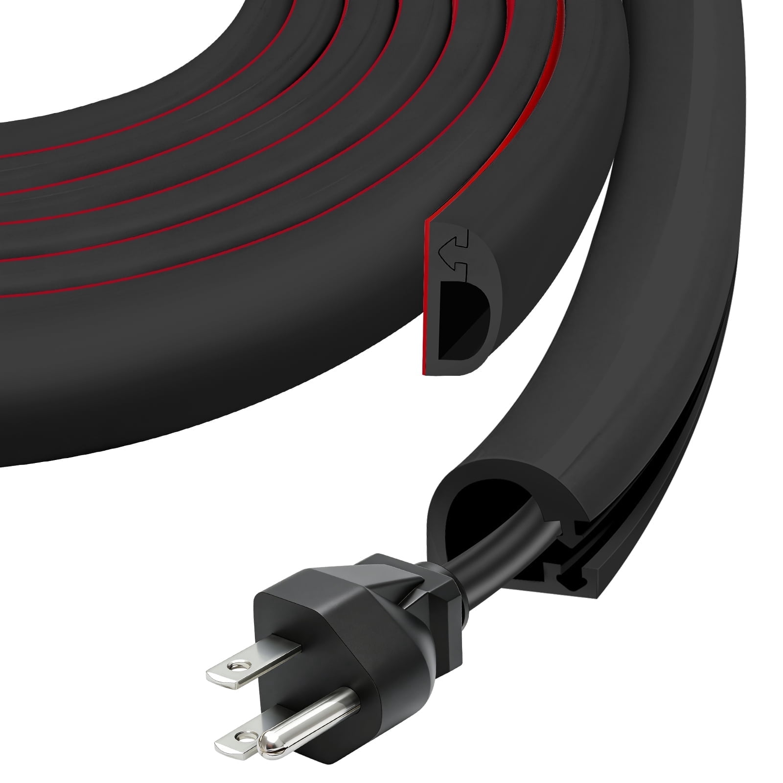 Wall Cord Hider, Flexible Self-Adhesive Wire Cover, Side-Open Cable Raceway for Cords on Wall, Cord Concealer for Mounted TV, Home Theater & Office