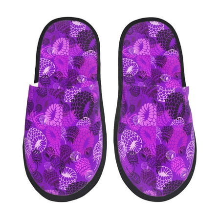 Balery Berry Raspberry Slient Indoor Furry Fleece Comfort House Shoes Soft Non-Slip Home Shoes Cotton slippers House Slippers-- Medium