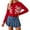 Red, variant on Cute Sweater Women Christmas Snowflake Print Long Sleeve Crew Neck Button Up Cropped Slim Winter Sweaters