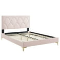 thumbnail image 4 of Modway Kendall Performance Velvet Queen Bed in Pink, 4 of 10