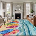 thumbnail image 2 of Summer Beach Large Area Rugs 6x9 ft Sea Beach Slippers Sea Stars Washable Rug Non Slip Indoor Carpet Absorbent Floor Mat for Living Room Bedroom Dining Room, 2 of 9