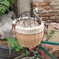 thumbnail image 2 of Greeniant Cesta de mimbre para bicicleta de alta resistencia, profesional, práctica, de gran capacidad, transportador de mascotas, cesta delantera para Ciclismo color miel Greeniant OD014421-02, 2 of 6
