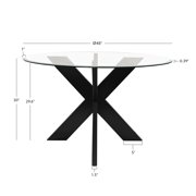 Powell Augusta Wood X-Base Dining Table with Glass Top, Black