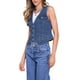 thumbnail image 4 of CHALECO DE JEAN SIN MANGAS CON CUELLO EN V PARA MUJERES INSPIRAR CHIC, CON BOLSILLOS DE SOLAPA, CHAQUETA DE DENIM CON BOTONES EN LA CINTURA, TAMAÑO S, AZUL OSCURO, 4 of 6