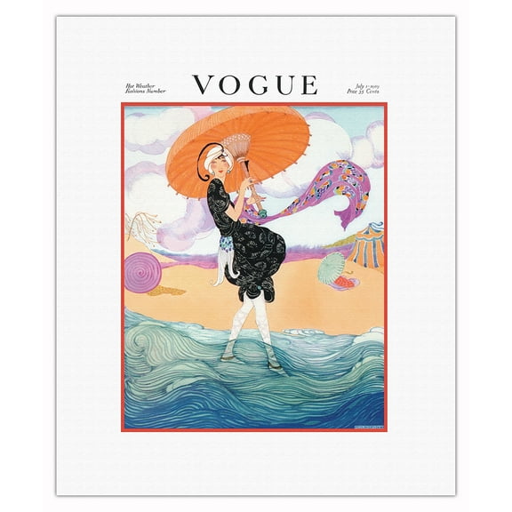 Fashion Magazine - Hot Weather - July 1 1919 - Vintage Magazine Cover by Helen Dryden - Fine Art Rolled Canvas Print 11in x 14in