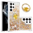 thumbnail image 1 of Funda para Samsung Galaxy S23 Ultra 5G con Brillo Líquido Flotante, Purpurina, Parachoques y Anillo Giratorio Soporte, 1 of 5