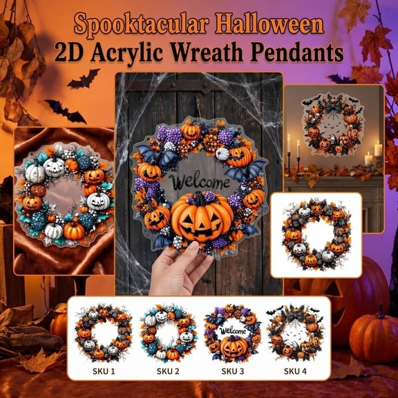 Halloween Door Wreath | Fall and Halloween Decor for Front Door | Outdoor Halloween Decorations | Spooky Pumpkin Decor for Porch Decor | Seasonal Hanging Decor for Holiday