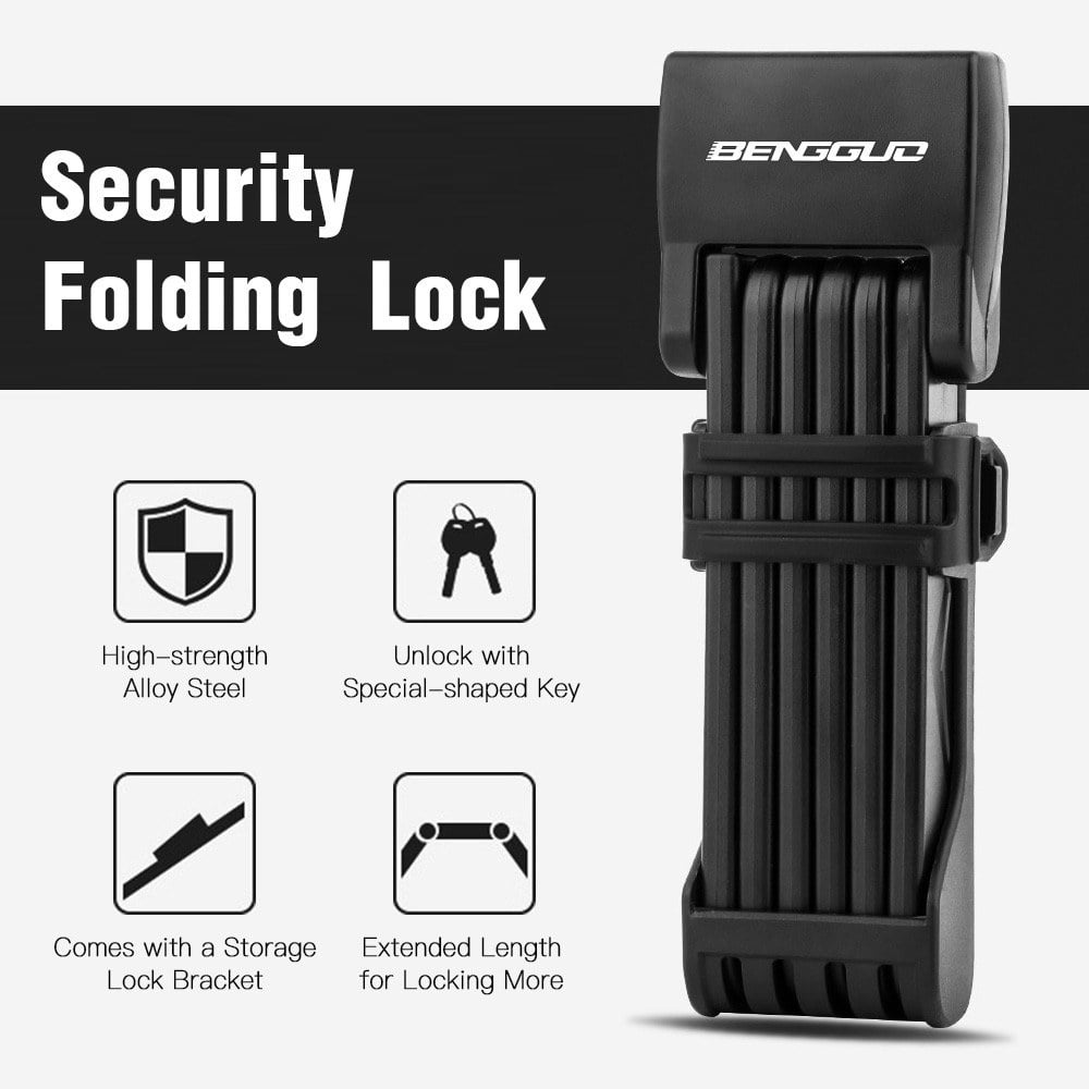 BENGGUO Portable Folding Bike Lock 76.7cm for Bicycle and Motorcycle