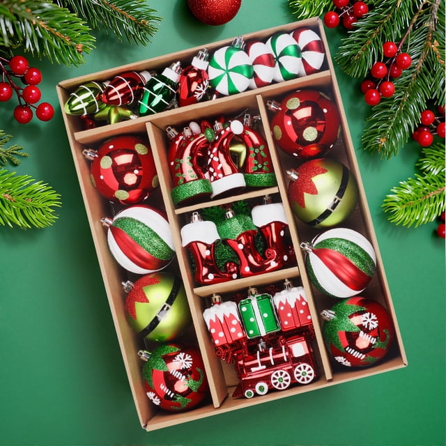 Set de adornos navideños SHareconn de 75 piezas, esferas irrompibles