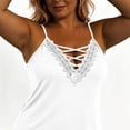 thumbnail image 6 of TEAJOPSUU Women's Plus Size Cami Tops Spaghetti Straps V Neck Sleeveless Tank Tops Trendy Lace Trim Crisscross Front Solid Summer Camisole Shirts White, 6 of 7