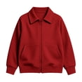 thumbnail image 5 of Atogsazn Kids Boys Waffle Full Zip Hoodies Childrens Casual Long Sleeve Collared Jacket Fall Winter Tops Outerwear Red 13-14 Years Fashion, 5 of 9