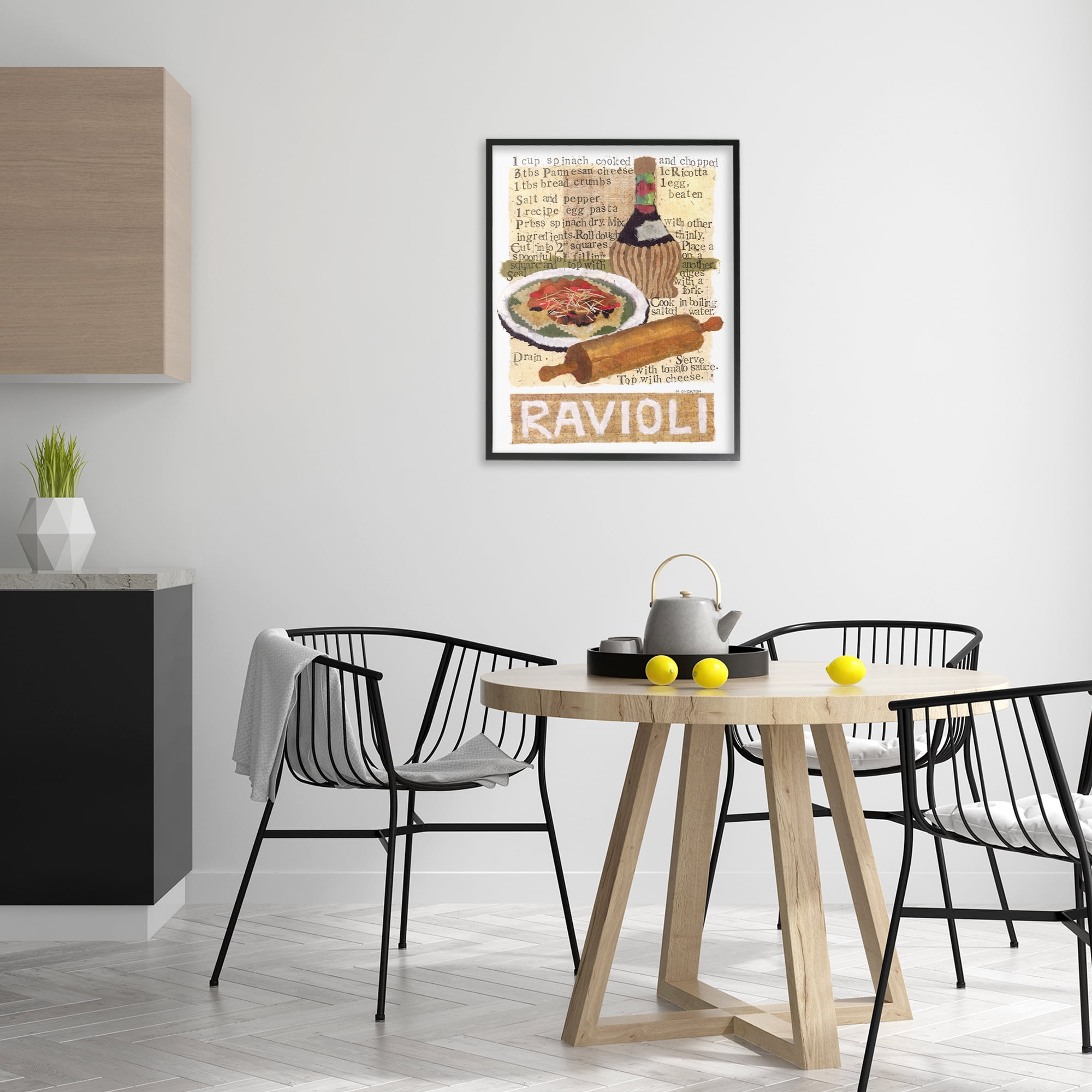 Stupell Industries Vintage Ravioli Recipe Food & Beverage Painting Black Framed Art Print Wall Art, 24 x 30