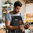 thumbnail image 5 of Chef Apron For Men Women Canvas Aprons With 3 Pockets Cross Back Resistant Work Apron For Cooking Grilling Baking BBQ Barber Kitchen (Black), 5 of 7