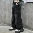 thumbnail image 5 of Kids Jeans Girls Wide Leg Cute Baggy Denim Pants Mid Rise Elastic Band with Pockets Casual Trousers Black,9-10 Years, 5 of 5