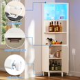 thumbnail image 5 of Dextrus 5-Tier Corner Bar Cabinet with LED Lights, Glass Holder, & Wine Rack for Living Room, White, 5 of 6