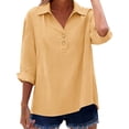 thumbnail image 4 of Aoiroe Womens Tunic Tops,Womens Short Sleeve Tops Dressy Shirts for Women Summer Lightweight Beach Yoga Tops Shirts for Women Short Sleeve Shirts for Women Orange L, 4 of 9